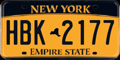 NY license plate HBK2177