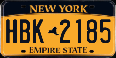 NY license plate HBK2185