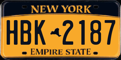 NY license plate HBK2187