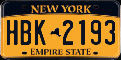 NY license plate HBK2193