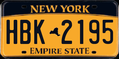 NY license plate HBK2195