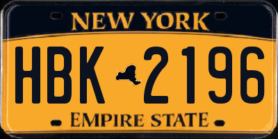 NY license plate HBK2196