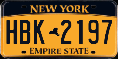 NY license plate HBK2197
