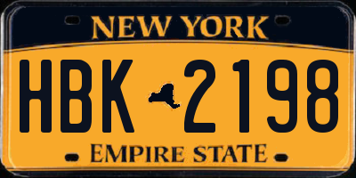 NY license plate HBK2198