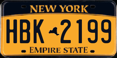 NY license plate HBK2199