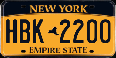 NY license plate HBK2200