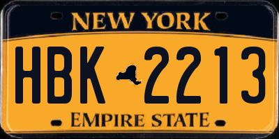 NY license plate HBK2213