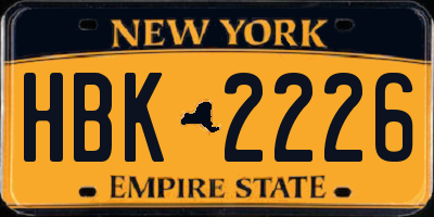 NY license plate HBK2226