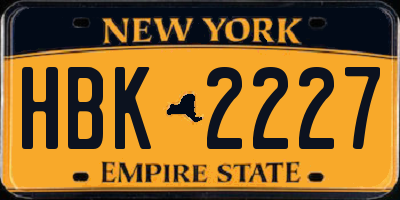 NY license plate HBK2227