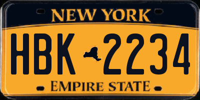 NY license plate HBK2234