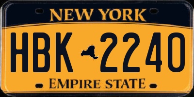 NY license plate HBK2240