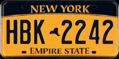 NY license plate HBK2242
