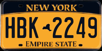 NY license plate HBK2249