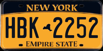 NY license plate HBK2252