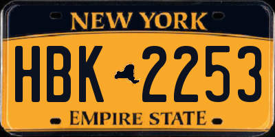 NY license plate HBK2253