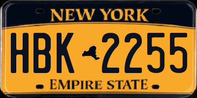 NY license plate HBK2255