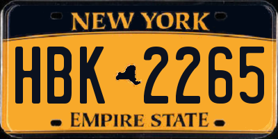 NY license plate HBK2265