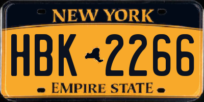 NY license plate HBK2266