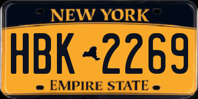 NY license plate HBK2269