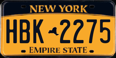 NY license plate HBK2275