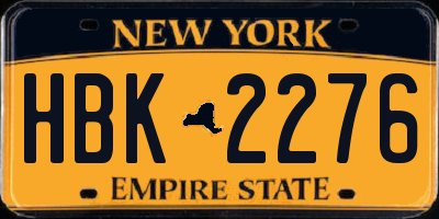 NY license plate HBK2276