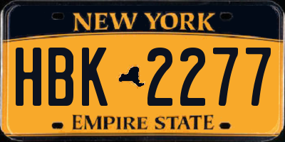 NY license plate HBK2277