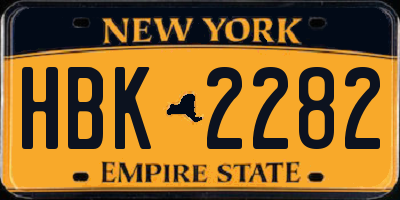 NY license plate HBK2282