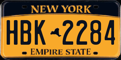 NY license plate HBK2284