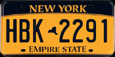 NY license plate HBK2291