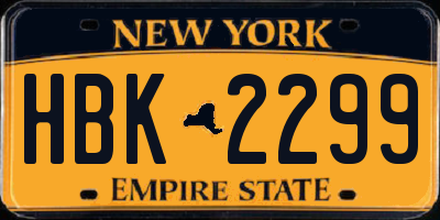 NY license plate HBK2299
