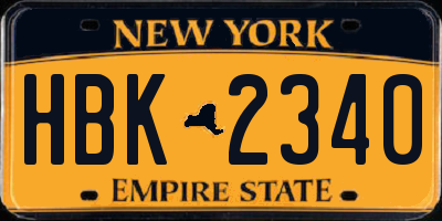 NY license plate HBK2340