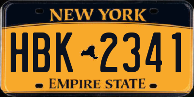 NY license plate HBK2341