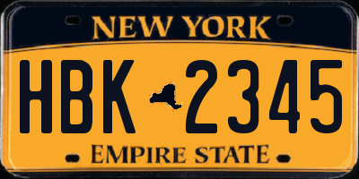 NY license plate HBK2345