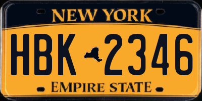 NY license plate HBK2346