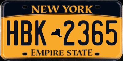 NY license plate HBK2365