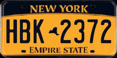 NY license plate HBK2372