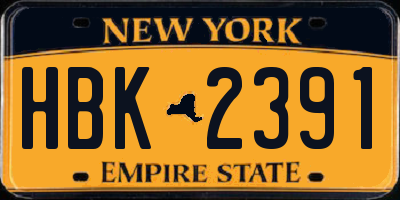 NY license plate HBK2391