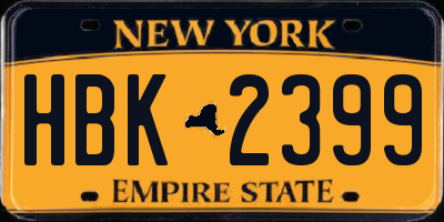 NY license plate HBK2399
