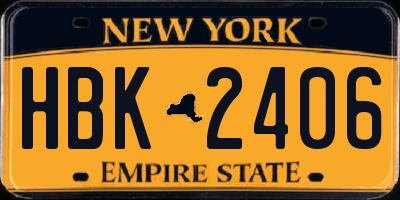 NY license plate HBK2406