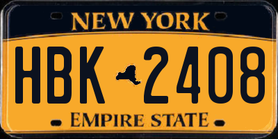 NY license plate HBK2408