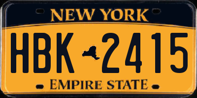 NY license plate HBK2415