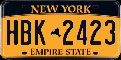 NY license plate HBK2423