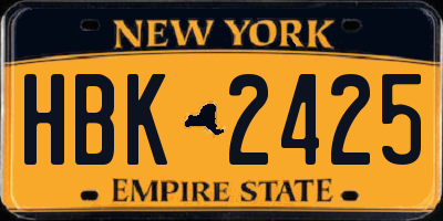 NY license plate HBK2425