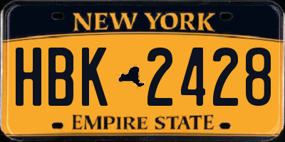 NY license plate HBK2428