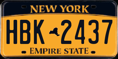 NY license plate HBK2437