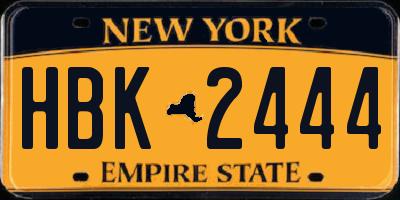NY license plate HBK2444