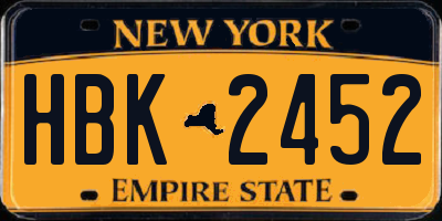 NY license plate HBK2452