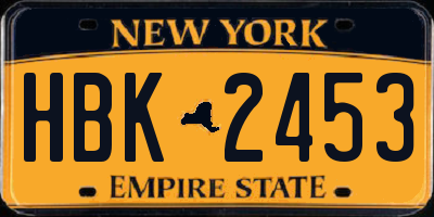NY license plate HBK2453