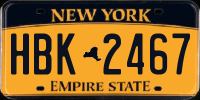 NY license plate HBK2467