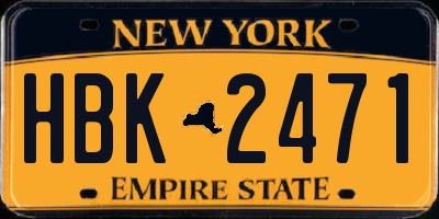 NY license plate HBK2471